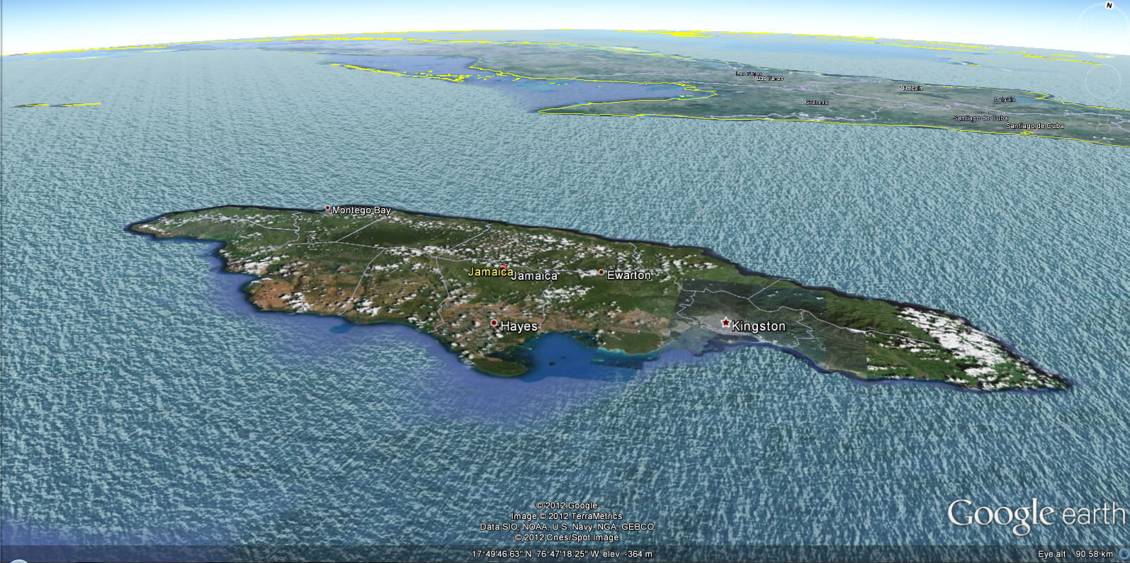 Jamaica Earth Map